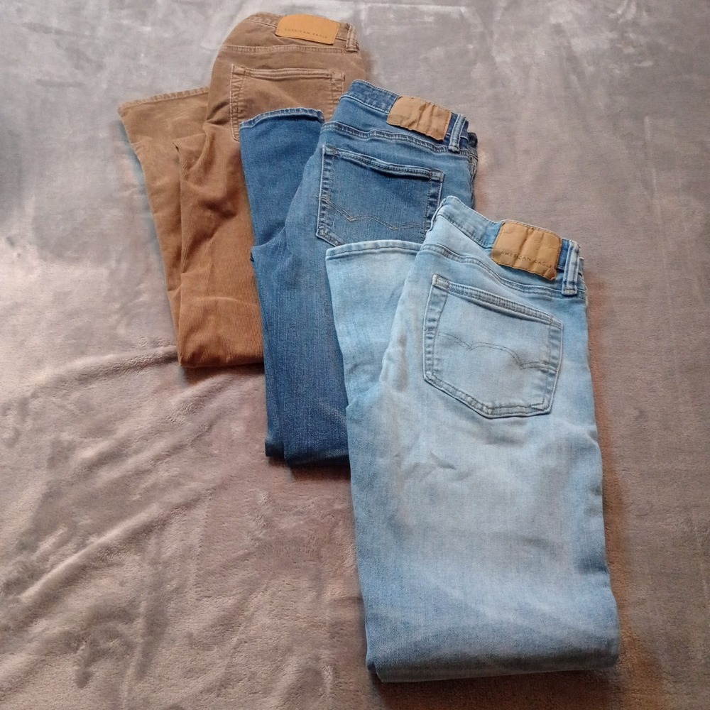 American Eagle Jeans Lot of 3 Mens Size‎ 28 Skinny Slim Straight Distressed